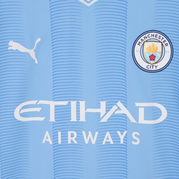 MANCHESTER CITY PUMA Winter Football Jersey Hooded Oversized Sky Blue Size L - Picture 4 of 9